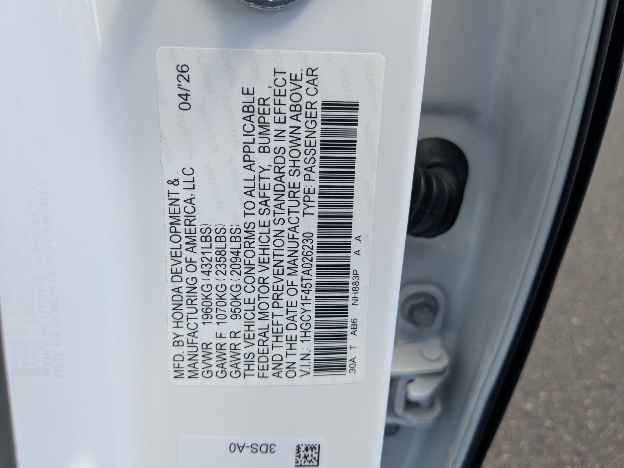 2026 Honda Accord Sedan SE