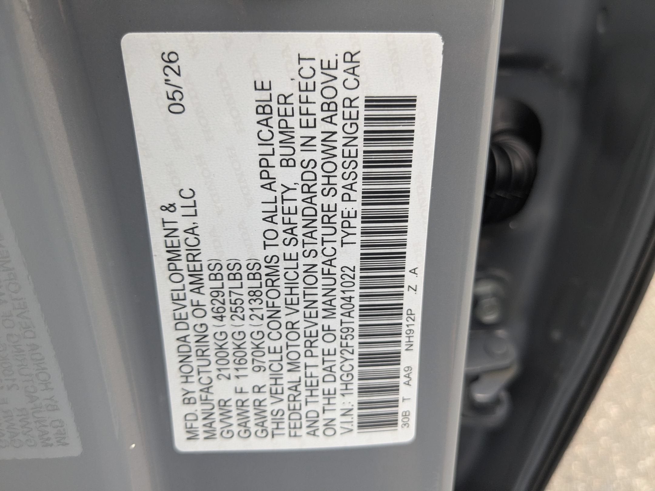 2026 Honda Accord Hybrid Sport