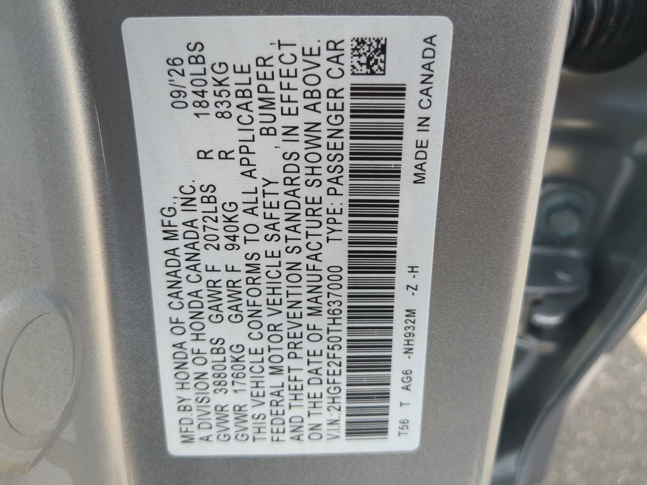 2026 Honda Civic Sedan Sport