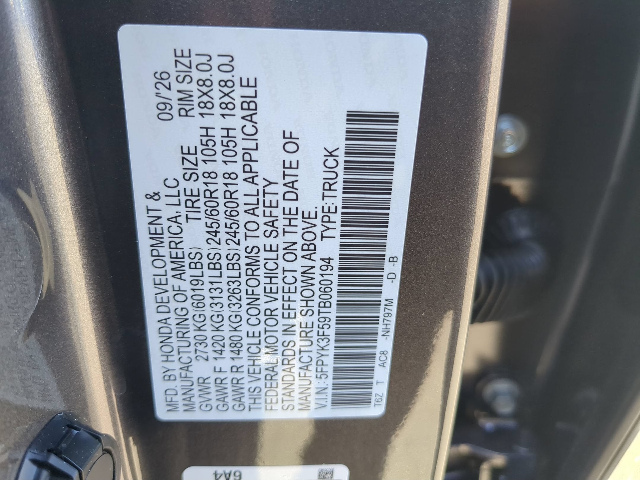 2026 Honda Ridgeline RTL